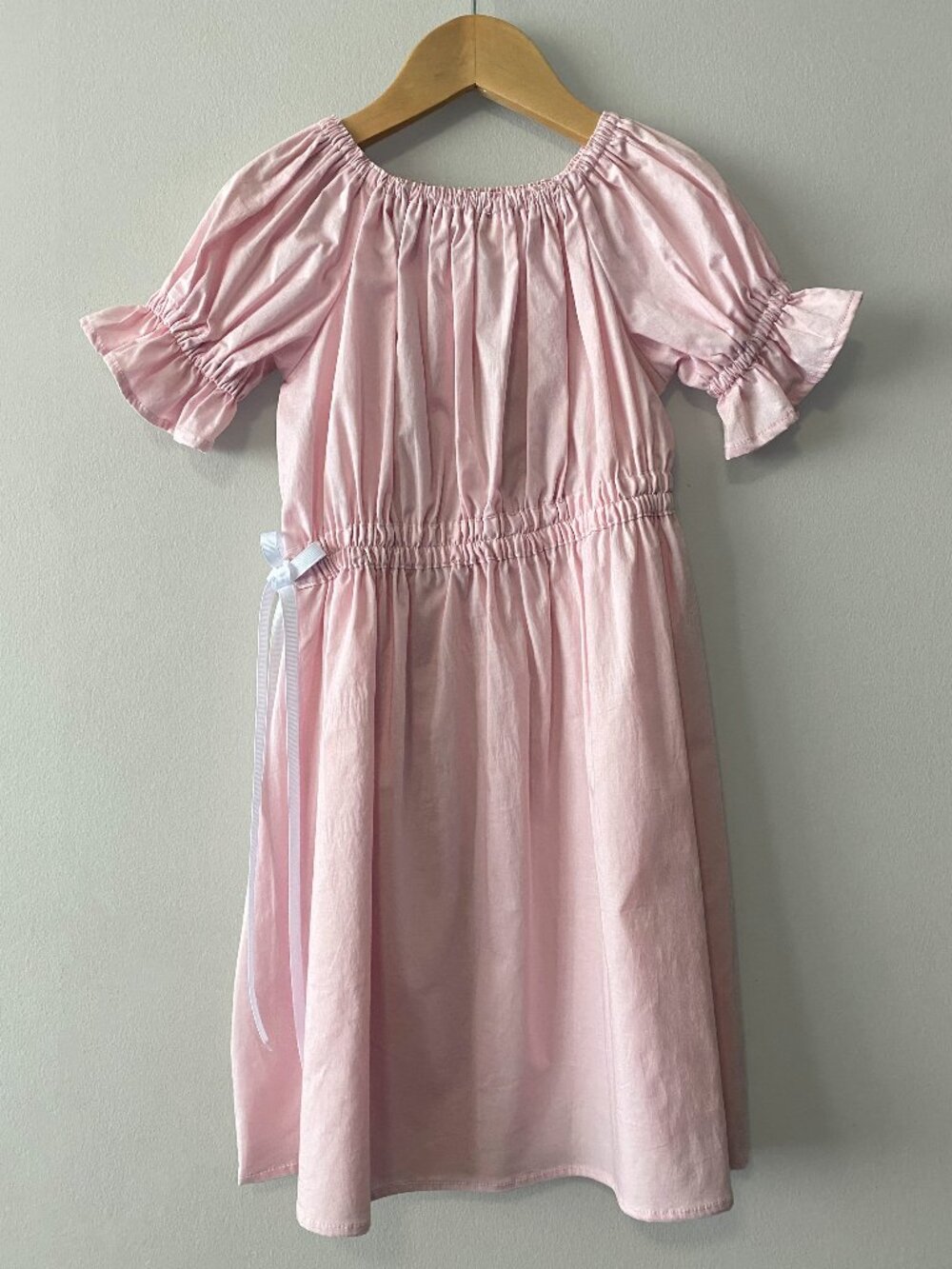 Handmade Children's Cotton Pink Asymmetrical Bow Dress